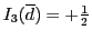 $I_3(\overline{d}) = +\frac{1}{2}$