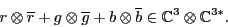 \begin{displaymath}r \otimes {\overline{r}}+
g \otimes {\overline{g}}+ b \otimes {\overline{b}}\in {\mathbb{C}}^3 \otimes {\mathbb{C}}^{3*} .\end{displaymath}