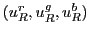 $(u^r_R, u^g_R, u^b_R)$