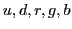 $u,d,r,g,b$