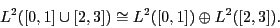 \begin{displaymath}L^2( [0,1] \cup [2,3]) \cong L^2([0,1]) \oplus L^2([2,3]). \end{displaymath}