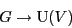 \begin{displaymath}G \to {\rm U}(V) \end{displaymath}