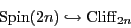 \begin{displaymath}{\rm Spin}(2n) \hookrightarrow {\rm Cliff}_{2n} \end{displaymath}