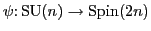 $\psi \colon {\rm SU}(n) \to {\rm Spin}(2n)$