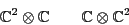 \begin{displaymath}{\mathbb{C}}^2 \otimes {\mathbb{C}}\quad \quad {\mathbb{C}}\otimes {\mathbb{C}}^2 \end{displaymath}
