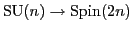 ${\rm SU}(n) \to {\rm Spin}(2n)$